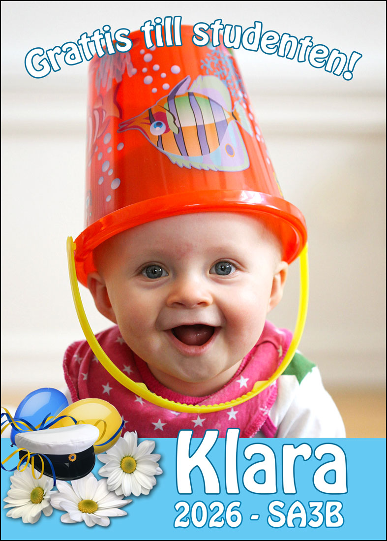 Studentskylt med extra stor bild, studentmössa