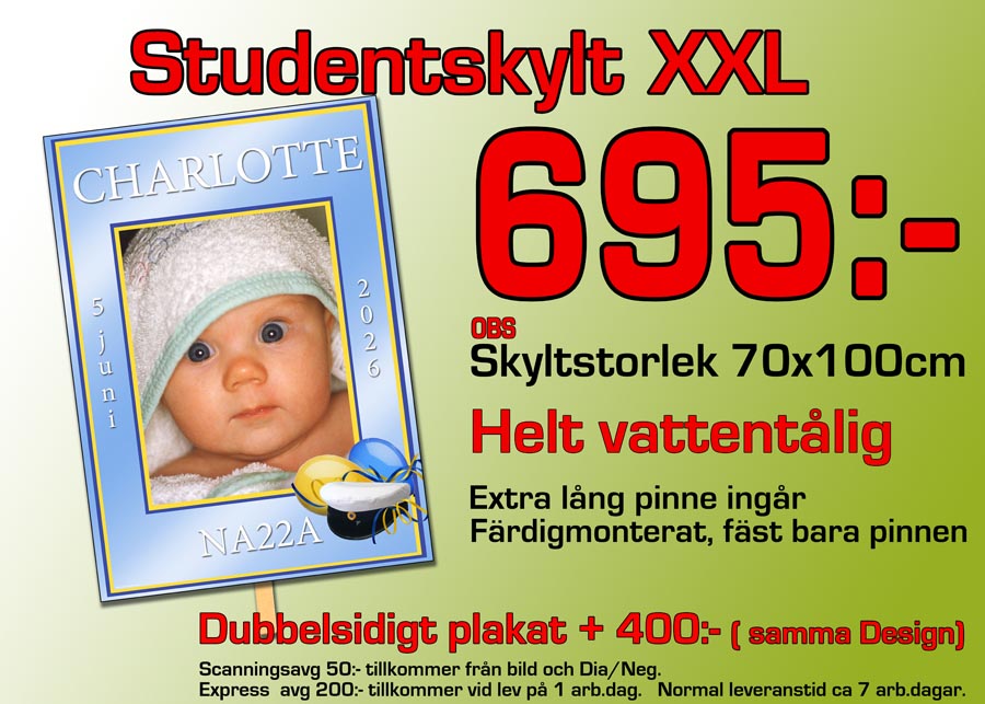 Studentskylt XXL 70x100cm