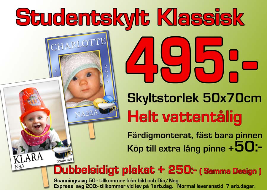 Studentskylt 50x70cm